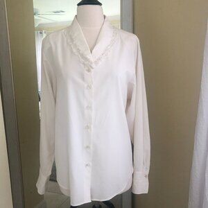 Vintage ORVIS Button Down Shirt Blouse Size 10 Modest Office